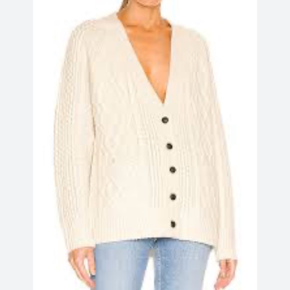 Re/Done 1950s Fisherman Cable Knit Cardigan size small